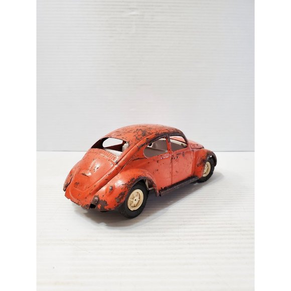 vintage Volkswagen Beetle Red metal Model Car - Picture 4 of 10
